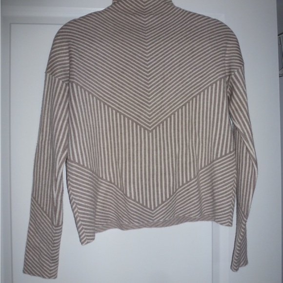 Cynthia Rowley Beige Striped Turtleneck Sweater - Picture 2 of 5
